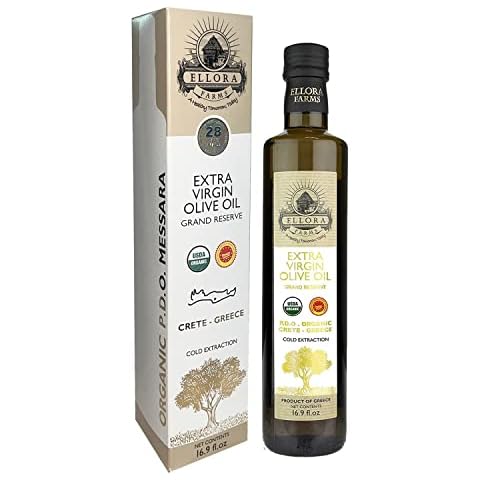 Ellora Farms, Organic PDO Greek Extra Virgin Olive Oil, Certified Single Estate, High in PolyphenolS, Traceable, Kosher, Glass Bottle in gift box, 17 FL oz Cover