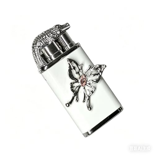 Encendedor recargable de llama doble portátil blanco miniatura 1