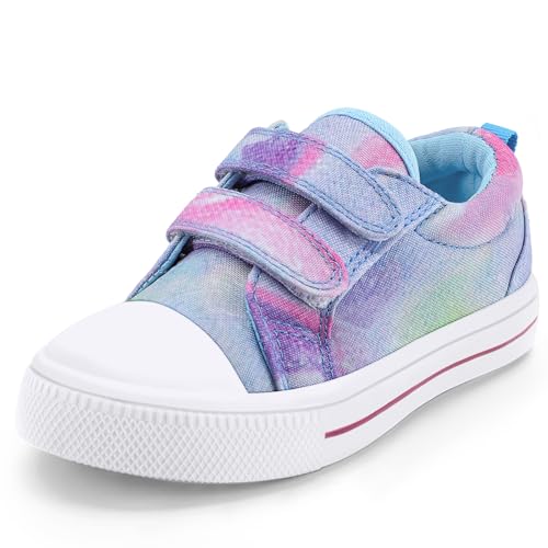 Image of KomForme Toddler Sneakers for Boys and Girls Cartoon Dual Hook and Loops Sneakers Baby Canvas Shoes | Comfortable, Lightweight