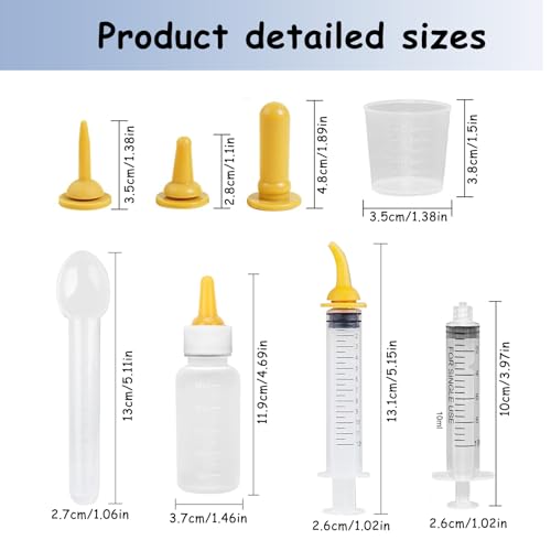 RFYTDCF 11 Stück Aufzuchtflasche Katze mit Tablettengeber für Katzen, Aufzuchtmilch Katzen Set Abnehmbar Haustier Fütterung Silikon Nippel und Spritzen Mini Flasche Messbecher für Katzenaufzuchtmilch