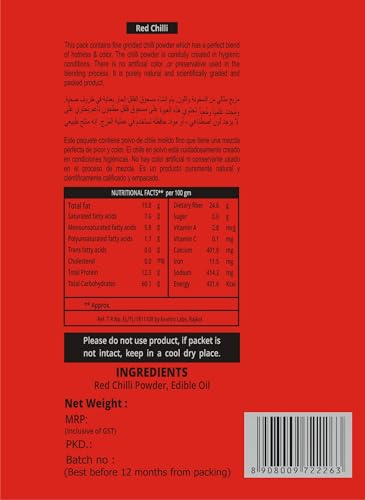 Image of MOTABA Red Chilli 1kg Jar | Indian Red Chilli Powder in Airtight Jar| Natural Ground Red Chilli for Authentic Cooking, Curries | Fresh Aroma Without Additives (500g x 2, 1kg)
