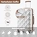 British Traveller Hartschalenkoffer Mittelgroß 64 x 43 x 26.5 cm, Reisekoffer aus ABS + PC mit TSA-Schloss, Koffer Trolleys mit 4 Rollen für Reisen und Business, Creme