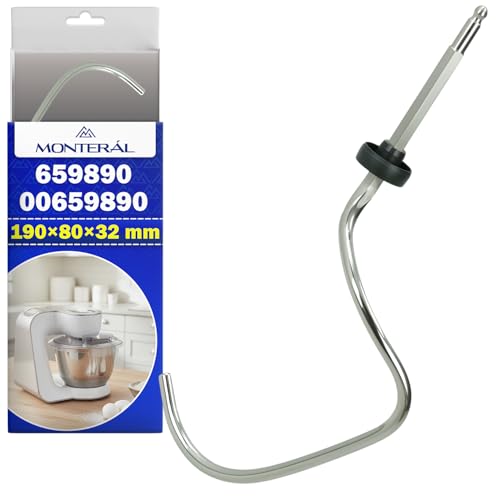 MONTERAL Gancho Amasador Robot de Cocina 190x80x32 mm con Código Original 659890 00659890 para Bosch para Balay para Siemens para Constructa para Neff - Garantía de 10 Años