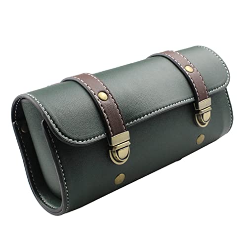 Bolsa de manillar para motocicleta Saddlebag, bolsa de horquilla de motocicleta de cuero PU hecha a mano, bolsa enrollable con correas para almacenamiento de herramientas miniatura 5
