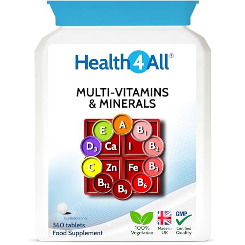 Health4All Multivitamins & Minerals One a Day 360 Easy to Swallow Tablets, 1 Year Supply, 100% RDA Daily Essential Nutrients for Men & Women, Supports Energy, Immunity & Overall Health | Made in UK