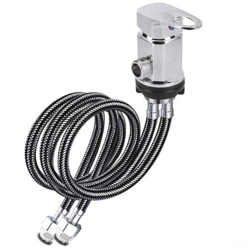 FUANA Rubinetto miscelatore doccia per camper e roulotte G1/2, uscita 80 cm, tubi di uscita in lega di zinco, accessorio da campeggio (rosso blu)