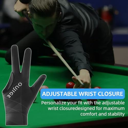 Image of Proberos 1Pc Snooker Glove, Billiard Gloves Left Hand Full Finger 3-Finger, Anti-Slip Patch Design, Breathable Fabric, Unisex, Smooth Striking Performance, Black,Billiards