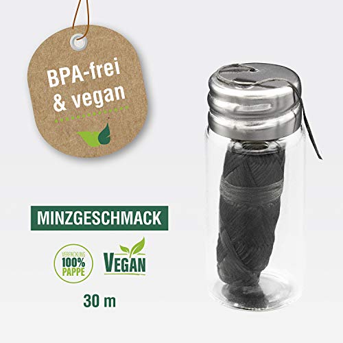 Ökolution Premium Zahnseide, BPA-frei und vegan, 30 Meter Länge, mit Aktivkohle, reinigt die Zahnzwischenräume, im wieder-verwendbaren Glasbehälter mit Deckel – Bild 4