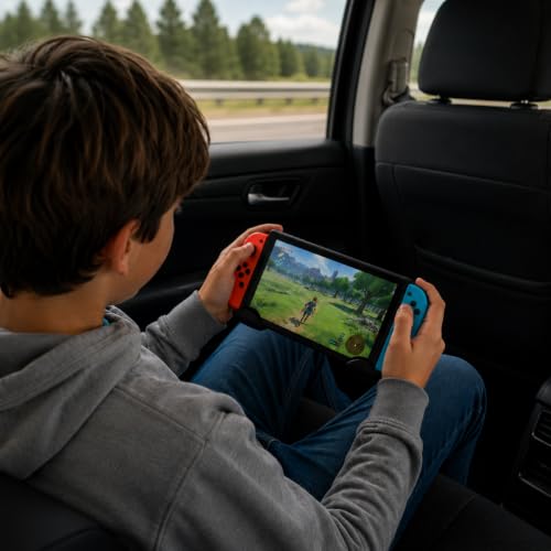 Image of GAMERSBOX Family Travel Gaming Bundle: Console Hard Shell Protective Case with 21.5 inch Portable Monitor & Orion 11.6 inch Portable Monitor Compatible with Nintendo Switch /Switch OLED, and Other HDMI
