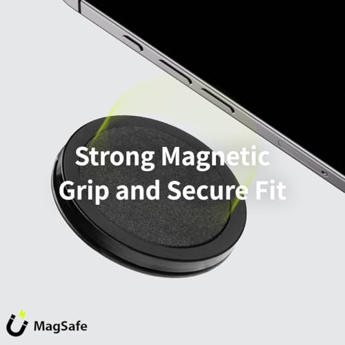 bitplay Magnetic Phone Grip for MagSafe, Finger Holder and Kickstand for Smartphones, Adhesive Metal Ring Included, Wireless Charging Compatible (Grid) by bitplay - Used condition - Image 2