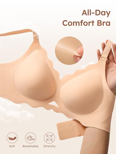 Image of Wireless Jelly Bras for Women No Underwire Seamless Full Coverage Bra with Support Comfort T-Shirt Bralette