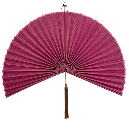 ChumDecor Bamboo Fan Wall Decor Japanese Wall Fan Decoration Pink 31 in