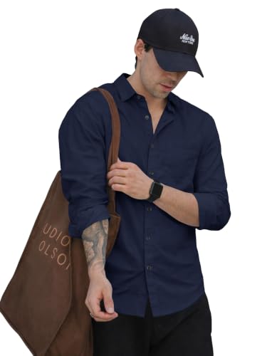 Image of Noble Monk Men's Full Sleeve Shirt | Casual Shirt for Men | Stylish Cotton Blend | Comfortable Everyday Wear | Button Down Clothing | Travel & Outdoor Apparel