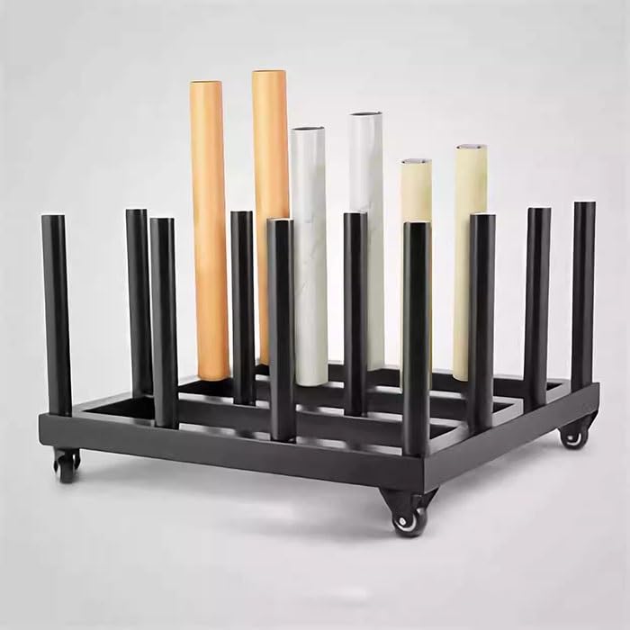Scaffale portaoggetti in vinile, resistente, per 16 rotoli, supporto mobile in vinile con nucleo rotondo, soluzione organizzativa durevole per artigianato e forniture artistiche