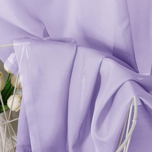Image of OVZME Lavender Sheer Curtains 63 Inches Long 2 Panels - Soft Light Filtering Window Sheer Panels for Living Room /Bedroom, Top Dual Rod Pocket, 1 Pair, Each 42Wx63L Inches