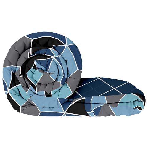 Story@Home Microfiber 180 GSM Soft Reversible All Weather Mild Winter Comforter/Blanket for Winter/Quilt/Duvet, Hexagon Single Bed Comforter 150 cm x 225 cm (Blue)