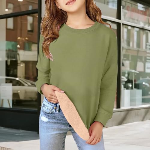 Kids Crewneck Sweatshirt Girls Oversized Fleece Drop Shoulder Cute Pullover Tops Warm Sherpa Lined Sweatshirts 20253