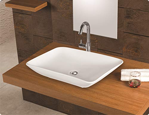 InArt Modern rectangle shape Above Counter Ceramic Porcelain White Bathroom Vanity Bowl vessel sinks,Art Basin Wash Basin for Lavatory Vanity Cabinet 23