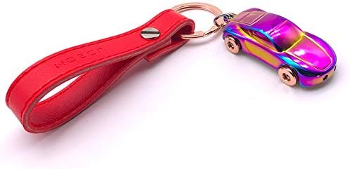 Keychain Flashlight JOBON Leather Valet Key Chain Flashlights with 2 Extra Key Rings and Gift Box Zinc Alloy Car