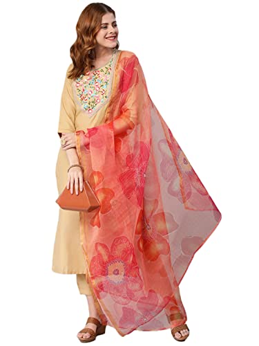 ANNI DESIGNER Women’s Cotton Blend Solid Straight Kurta with Pant & with Dupatta (Chora WP)