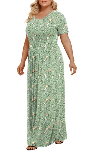 Image of LONGYUAN Women's Plus Size Maxi Dresses Summer Short Sleeve Casual Long Dress 2026 XL-6XL