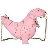 Ondeam Dinosaur Shoulder Purses,PU Rivet Tyrannosaurus Rex CrossBody Bag for Girl Women(Pink)