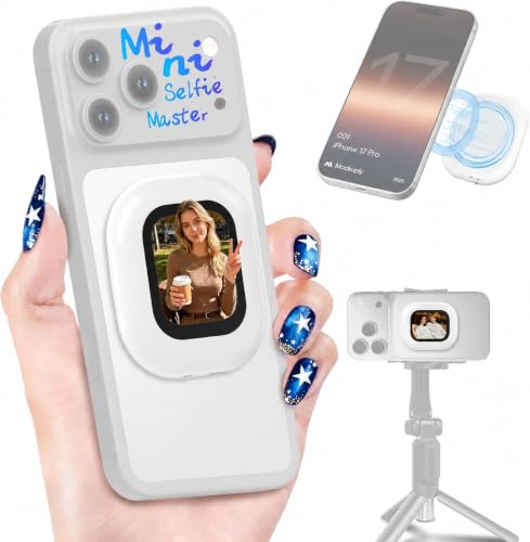 Image of Moman Mini Vlog Selfie Monitor Screen for iPhone, 4K 60fps & Encrypted Private P2P Wireless, Magnetic Back Camera Monitor, 164 ft Range for TikTok, YouTube, Vlog Photo & Video Kits, Cream White