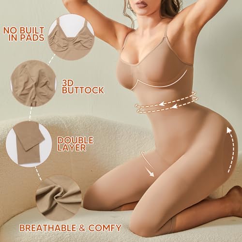 Image of Tummy Control Bodysuits Full Body Suit Shapewear One Piece Capri Jumpsuits for Women