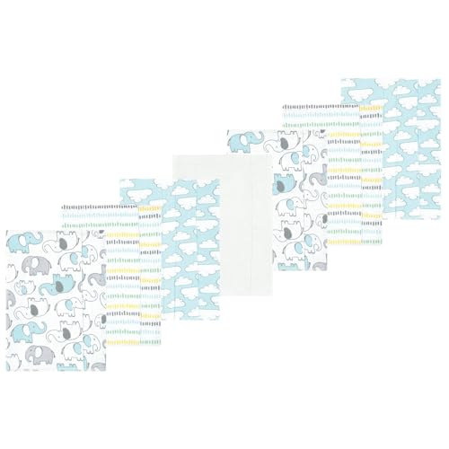 Luvable Friends Hudson Baby Flannel Burp Cloths 7pk, New Elephant