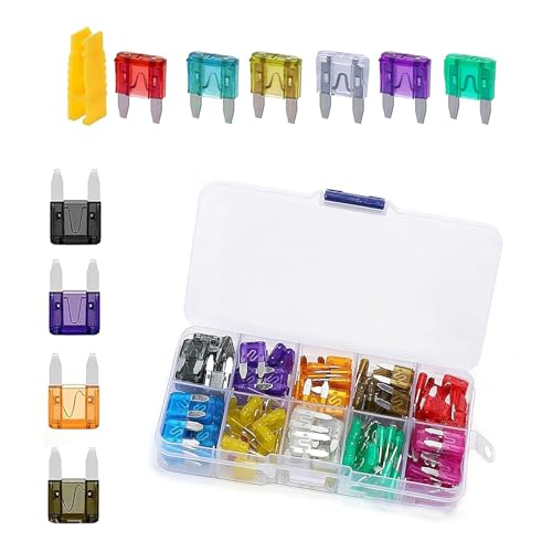 Foelony 120 PCS Car Fuses Assortment Kit, Zinc Alloy Blade Mini Automotive Fuse 2A/3A/5A/7.5A/10A/15A/20A/25A/30A/35A with Puller, Universal Replacement Kit for Auto RV Motorcycle Boat