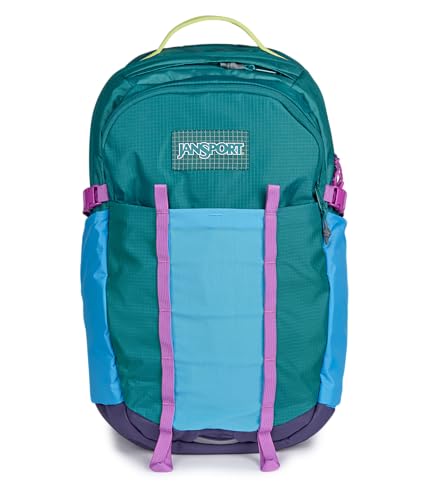 Image of JanSport 34L All Around Pack - 15 inch Laptop Sleeve, Emerald Pool | Versatile Rucksack w /Hydration Sleeve, Reflective Accents & Safety Whistle