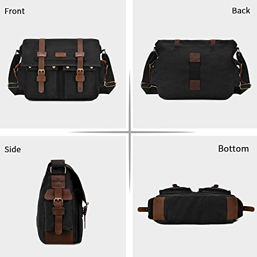 Kattee Retro Unisex Canvas Leather Messenger Shoulder Bag Fits 13.3" Laptop #TOP2