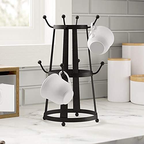 INDIAN DECOR. 28770 Metal Mug / Cup Tree Holder Stand Rack (Black