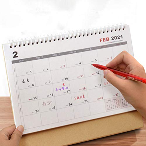FAVOMOTO 2021 Bureau Kalender Staande Flip Maandelijkse Kalender Coil Draad Volledige Jaar Desktop School Kalender Ezel… - Afbeelding 3