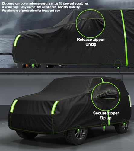 Image of SUV Car Cover Custom Fit for Jeep Renegade 2015-2026 & 100% Waterproof with Zipper Door & Side Mirror Zipper Pockets All Weather Snowproof Rain Dust Hail UV Protection Outdoor Full Cover