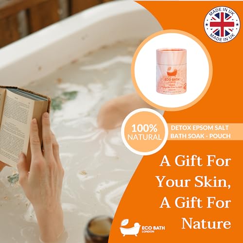 Image of Eco Bath London Detox Epsom Salt Bath Soak - Tube 8.8 oz (250 g), Made in UK, Magnesium Bath Salt Infused with Grapefruit Essential Oil