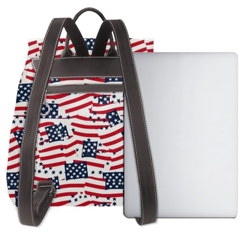 American Flag Lightweight Daypack Bag Microfiber PU Leather Backpack for Travel Business Commute Gym3
