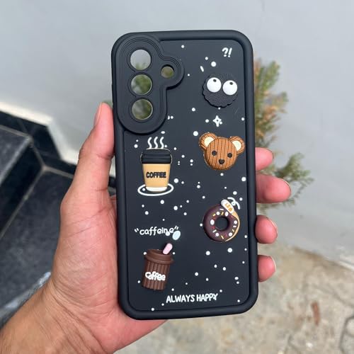 Image of Pikkme Back Cover for Samsung Galaxy A56 5G | 3D Cartoon Silicone Case Cute & Fun Full Protective Bumper Cover (Black)