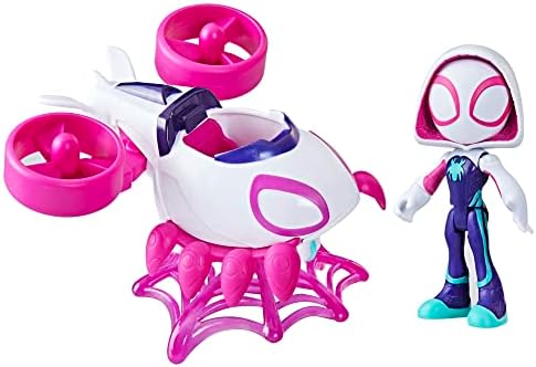 Spidey and His Amazing Friends Marvel Ghost-Spider Copter Set, 4-Inch Scale Action Figure With Vehicle and Accessory, Marvel Super Hero Toys for Preschool