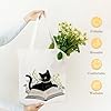 Avezano Cute Black Cat Floral Canvas Tote for Women, Girls - Reusable Aesthetic Shopping, Work, Travel Bag #1