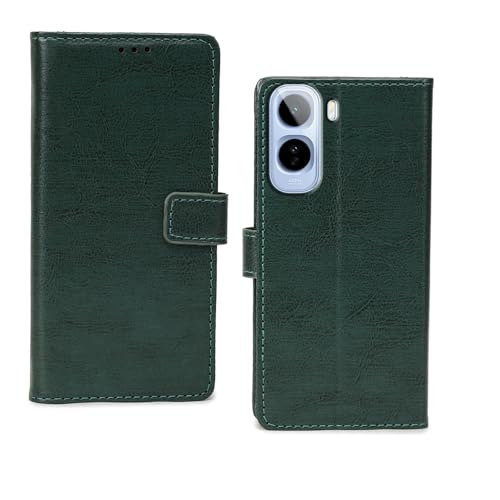 Image of amazon basics Vivo T5 Pro 5G Flip Cover | Card Pockets Wallet & Stand | Flip Cover for Vivo T5 Pro 5G (Green)