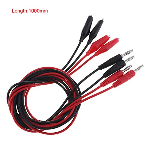 Image of 4pcs 4mm Banana Plug to Crocodile Alligator Clips 22AWG Pure Copper Test Leads Cable Kit for Multimeter Test Probe Electrical Test Wire 1M Black and Red