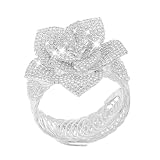 Jojomina Flower Arm Cuff Rhinestone Bracelet for Women Silver Crystal Stretch Prom Bridal Bracelet Jewelry for Bride Wedding Party Dating