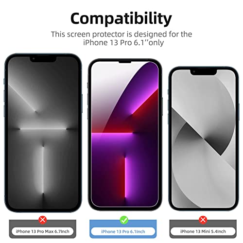 NEW'C Pack of 4, 2 x Tempered Glass for iPhone 13 Pro and 2 x Rear Camera Protectors - Bubble-Free - Heavy Duty - 9H Hardness Glass - Image 2