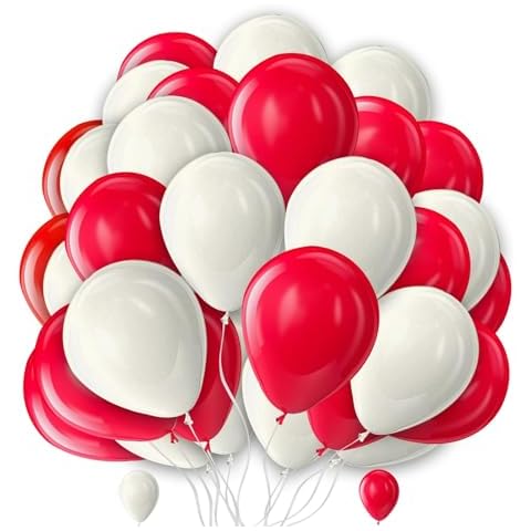 Red and White 10 Inch Balloons for Parties Cover