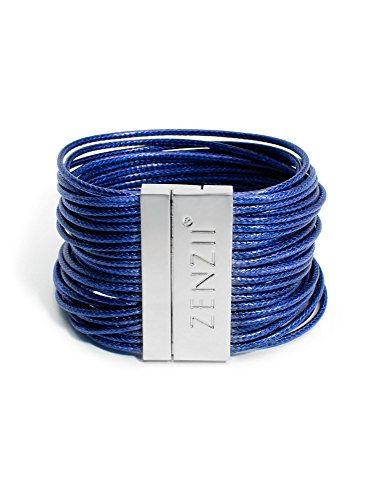 ZENZII Multilayer Bohemian Faux Leather Rope Wrap Bracelet for Women with Magnetic Clasp (Navy)