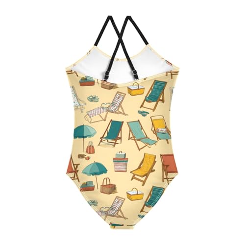 Beach Chairs Deck Girls One Piece Swimsuits Summer Quick Dry Beach Bathing Suit2