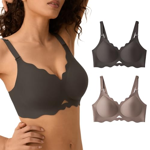 Image of Seamless Jelly Bras for Women - Wireless Gel Bra No Underwire with Support Full Coverage Comfort T-Shirt Bralette