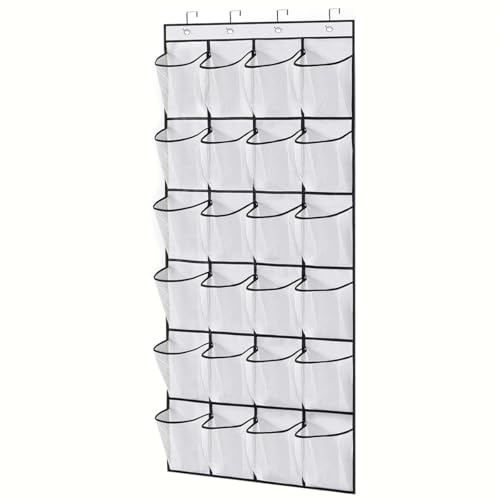 Sioloc Over Door Hanging Organiser with 24 Mesh Pockets, Space-Saving Storage for Shoes, Toys, Toiletries & Accessories, Durable Non-Woven Fabric Door Storage Rack for Bedroom Bathroom Wardrobe