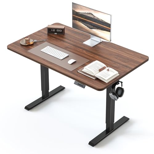 Image of BANTI 40 x 24 Inches Standing Desk, Ergonomic, Electric Height Adjustable, Sit and Stand Up, Computer Office Desk with Splice Board, Black Frame /Black Walnut Top